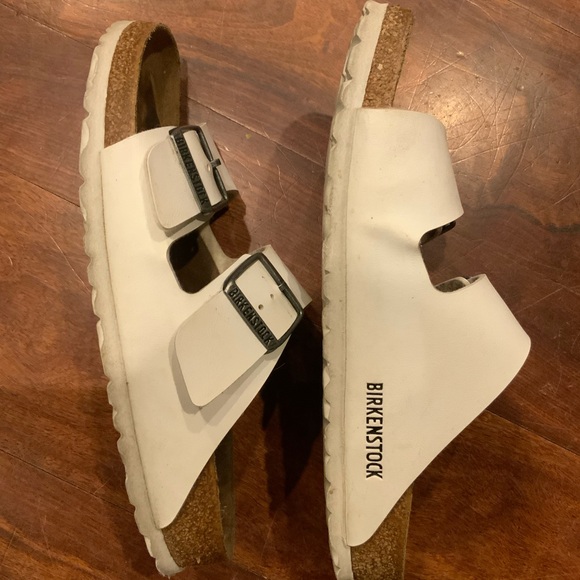 Birkenstock White Double Strap Sandals. Size 37 (6.5) - Picture 3 of 4